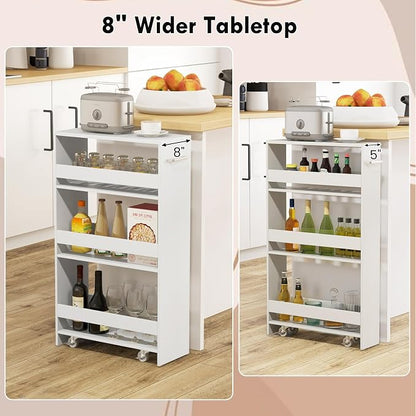 LOKO 4-Tier Rolling Storage Cart, 8 Inches Slim Kitchen Cart on Wheels - Image 8