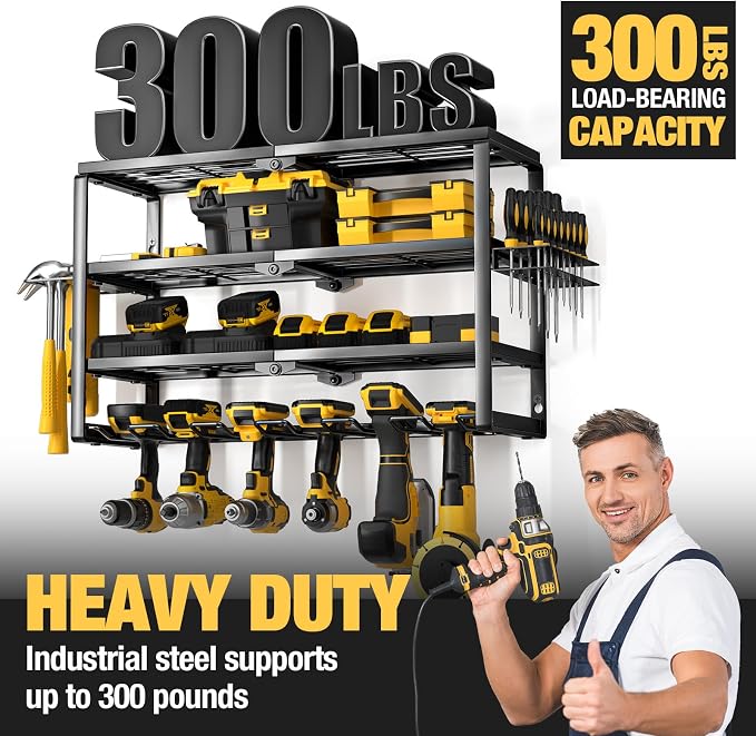 YYR 4 Layer Power Tool Organizer Wall Mount, Cordless Drill Hanger Storage Rack - Image 5