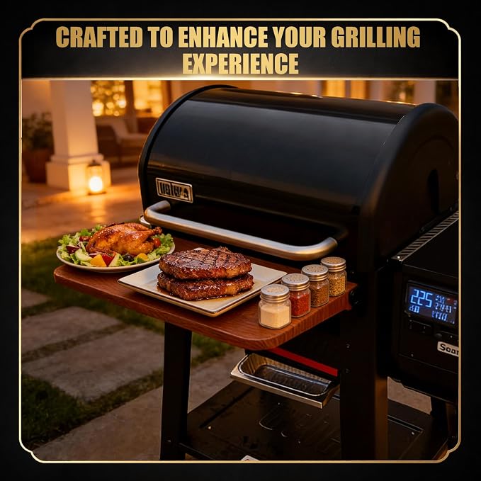 QuliMetal Foldable Front Shelf for Weber Searwood 600/Smoque, 22.80" Grill - Image 5