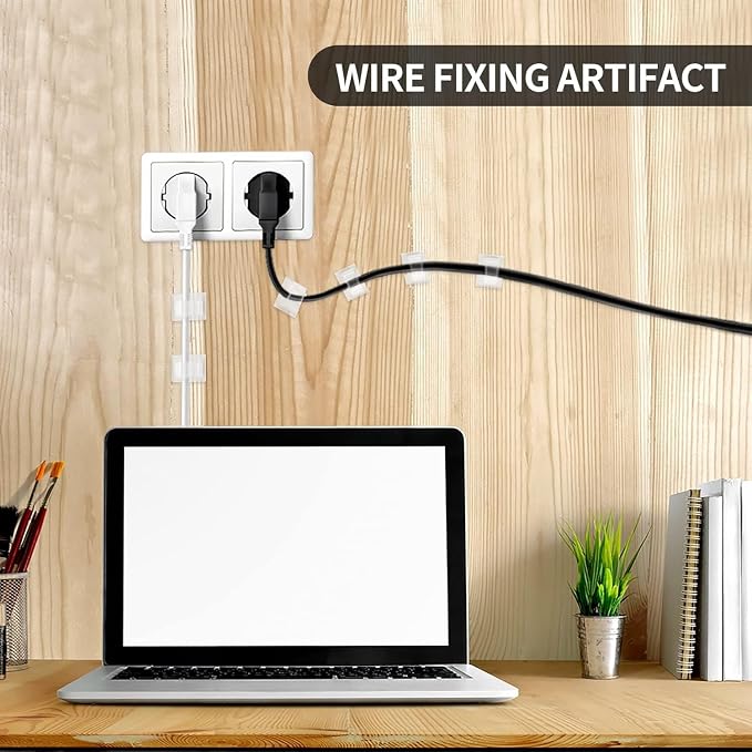 Viaky 30 Pcs Clear Cable Clips Self Adhesive Backed Nylon Adjustable Wire - Image 7