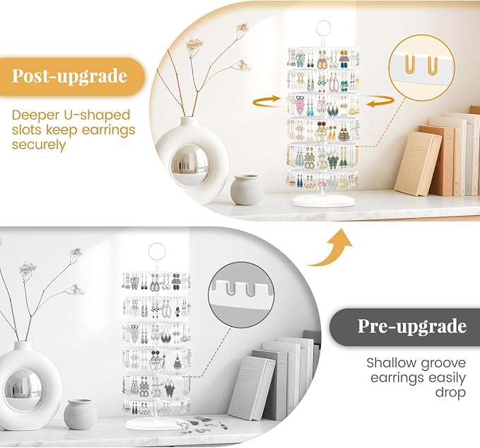 EsLuker.ly Earring Holder Organizer Rotating Stud Display Tree Rack, 6 Tier | - Image 4