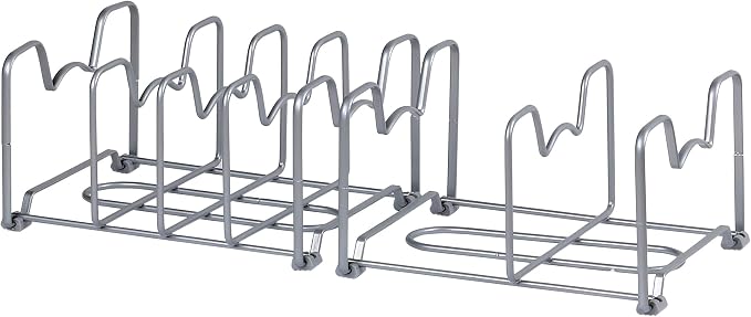 Simple Houseware 2PK Kitchen Cabinet Pan and Pot Lid Organizer Rack, Total 6 - Image 3