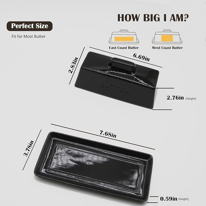 Ceramic Butter Dish With Lid for Countertop, Covered Butter Holder With Lid - Image 2