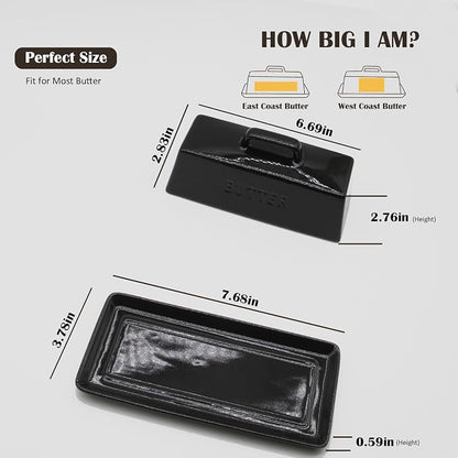 Ceramic Butter Dish With Lid for Countertop, Covered Butter Holder With Lid - Image 2