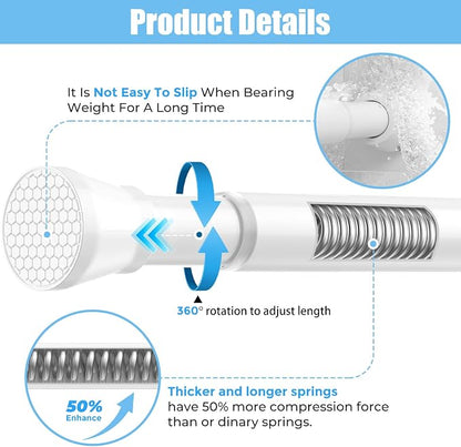 AIZESI 2PCS Tension Curtain Rod 28-48 Inch Adjustable No Drilling, No Slip - Image 3