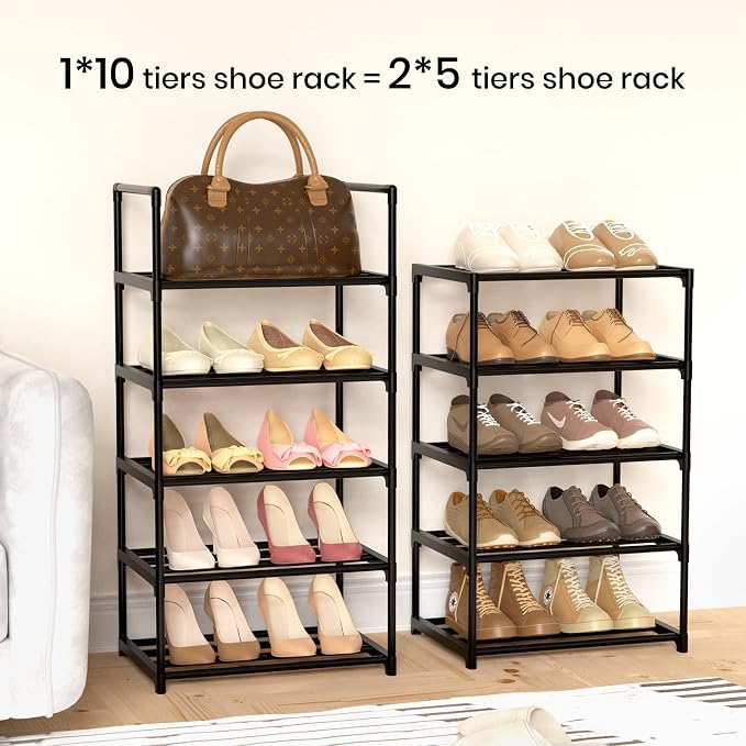 Narrow Shoe Rack 10 Tiers Tall Shoe Rack - Image 4