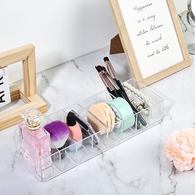 Acrylic Makeup Brush Organizers, 3 Pack 8 Section 8 Compartments Transparent - Image 6