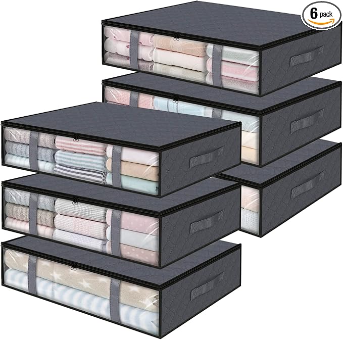 StorageRight Under Bed Storage Bags 6 Pack, 40L Large Clothes & Comforter by StorageRight