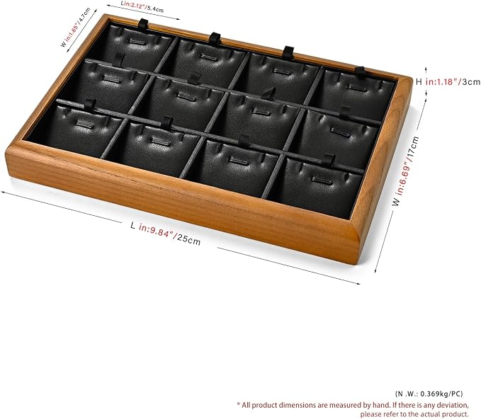 Oirlv Solid Wood 12 Grid Liner Pendant Jewelry Organizer Tray Jewelry Drawer - Image 8