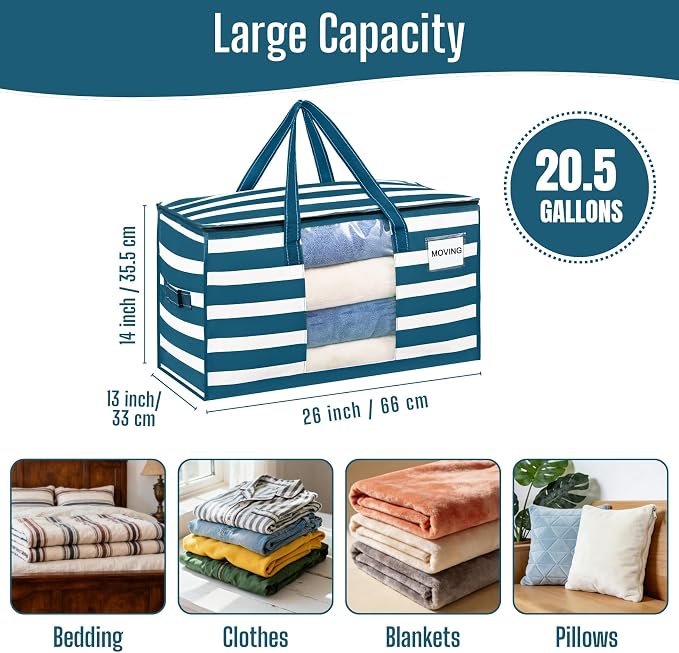 VENO 6 Pack Heavy Duty Moving Bags, Clothes and Comforter Storage Bags - Image 2