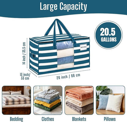 VENO 6 Pack Heavy Duty Moving Bags, Clothes and Comforter Storage Bags - Image 2