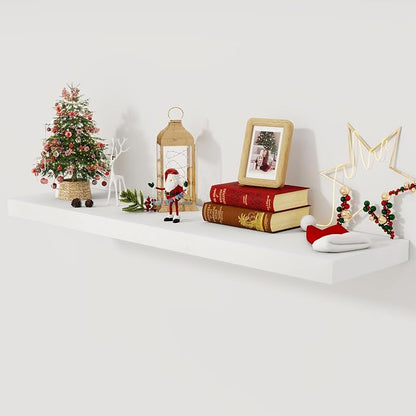 White Floating Shelves 48 Inch Long, 12 Inch Deep Floating Shelves by FunMemories
