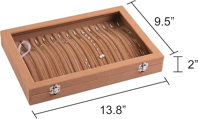 Frebeauty 15 Hooks Necklace Tray Velvet Neckalce Organizer - Image 3