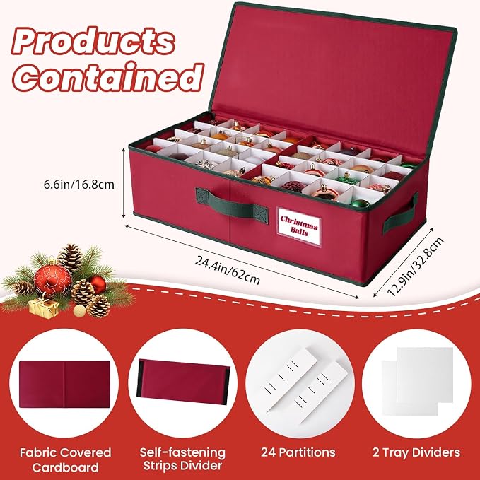 BlessedSeason Christmas Ornament Storage Box -Stores Up to 64 3” Balls - Image 3