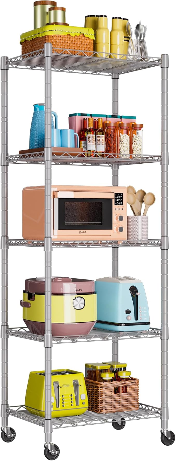 REGILLER 5-Wire Shelving Metal Storage Rack Adjustable Shelves, Standing - Image 4
