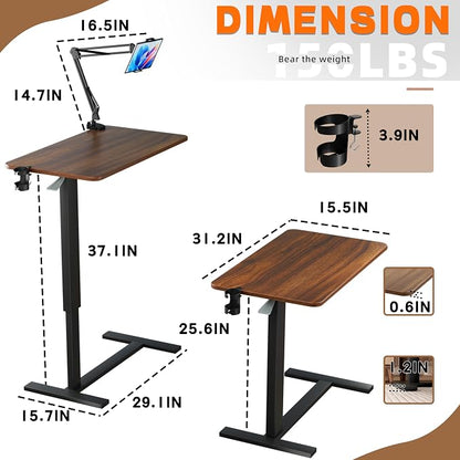 Overbed Bedside Table with Wheels, Adjustable Hospital Bedside Desk, Rolling - Image 2