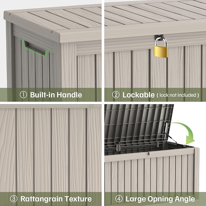 Outdoor Large Storage Cabinet Deck box, 150 Gallons Waterproof Heavy Duty Deck - Image 4