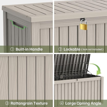 Outdoor Large Storage Cabinet Deck box, 150 Gallons Waterproof Heavy Duty Deck - Image 4