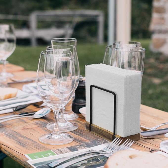 Napkin Holder for Table, Wood Iron Standing Napkin Dispenser for Dining Table - Image 4
