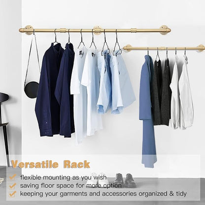 Wall Industrial Pipe Clothes Racks, DIY Floating Hanger Rustic Home Pipe Decor - Image 2