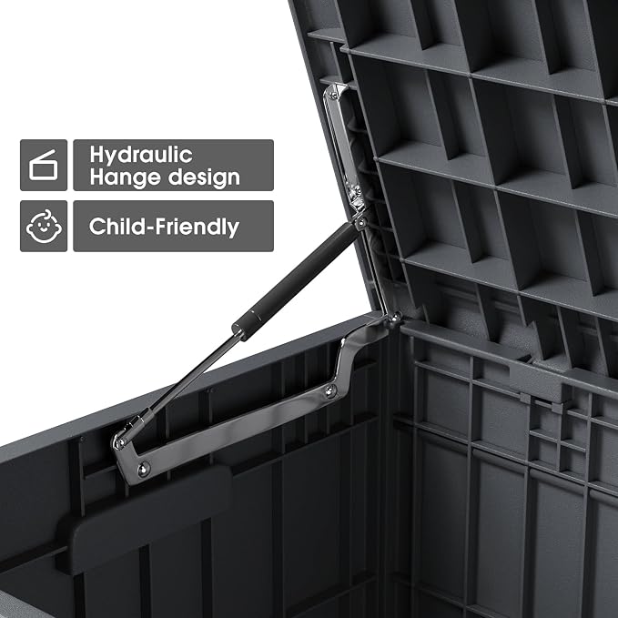 Greesum 82 Gallon Resin Deck Box All Weather Large Outdoor Storage - Image 3