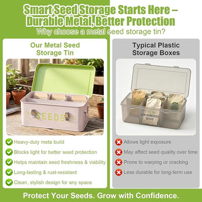 Seed Storage Organizer Box – Large Metal Seed Box - Image 4