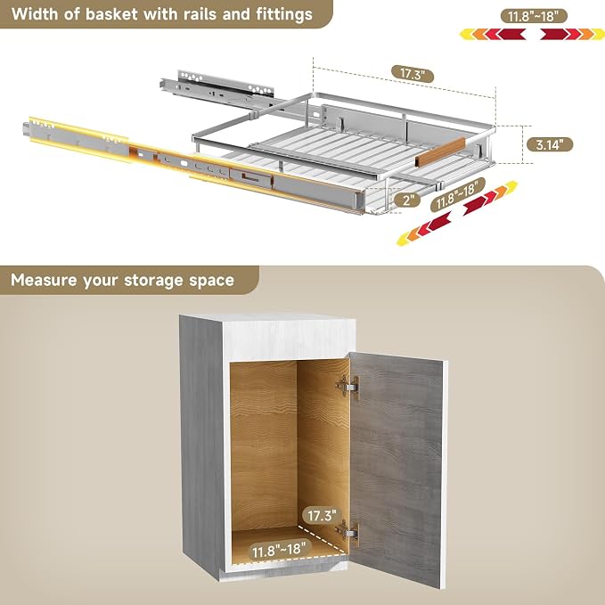 2 Pack Expandable Pull Out Cabinet Organizer，Side Mounting - Image 2