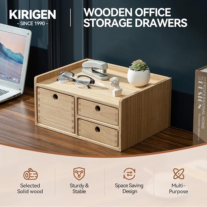 KIRIGEN Desk Organizer with 3 Drawers - Image 7