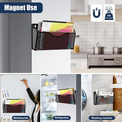 Magnetic File Holder 3 Pockets File Folder Organizer, Office Hanging Magazine - Image 5