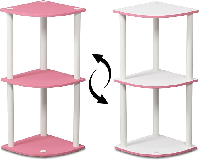 Furinno TURN-N-TUBE Corner Shelf, 3-Tier Corner Bookshelf, Display Storage - Image 3