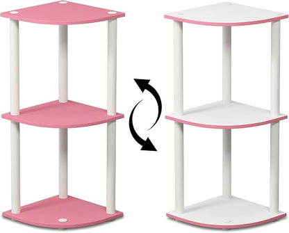 Furinno TURN-N-TUBE Corner Shelf, 3-Tier Corner Bookshelf, Display Storage - Image 3