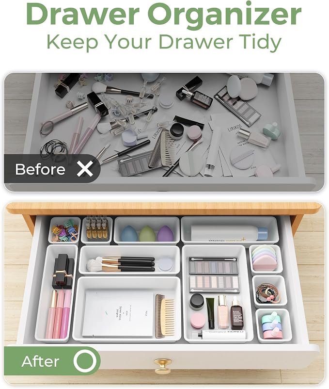 BiuLeon 25 PCS Plastic Drawer Organizers Set, 4-Sizes Vanity and Makeup - Image 4