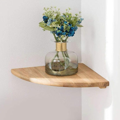 Corner Shelf, 7inch Solid Oak Wood Floating Corner Shelf Wall Mount Round End by Coamily