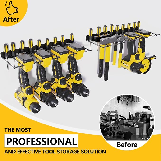 2 Pack Drill Holder, Power Tool Organizer Wall Mount, Heavy Duty Garage Storage - Image 4
