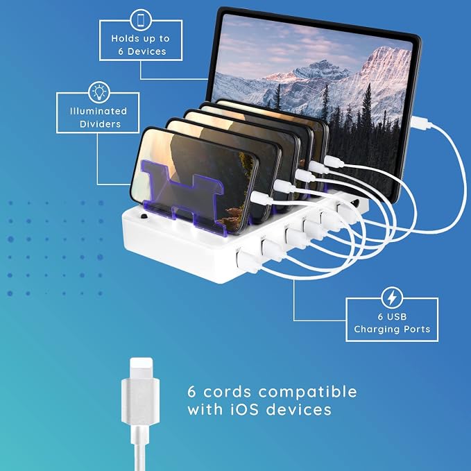 Charging Station for Multiple Devices – 6-Port USB Charging Dock for Apple & - Image 3