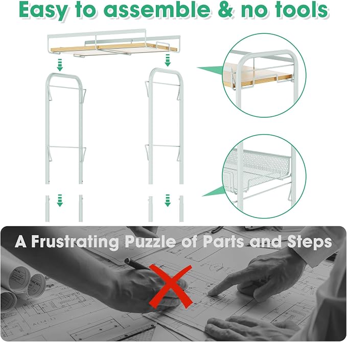 TOOLF 4-Tier Rolling Cart, Metal Utility Cart, Slide Out Storage Cart - Image 7