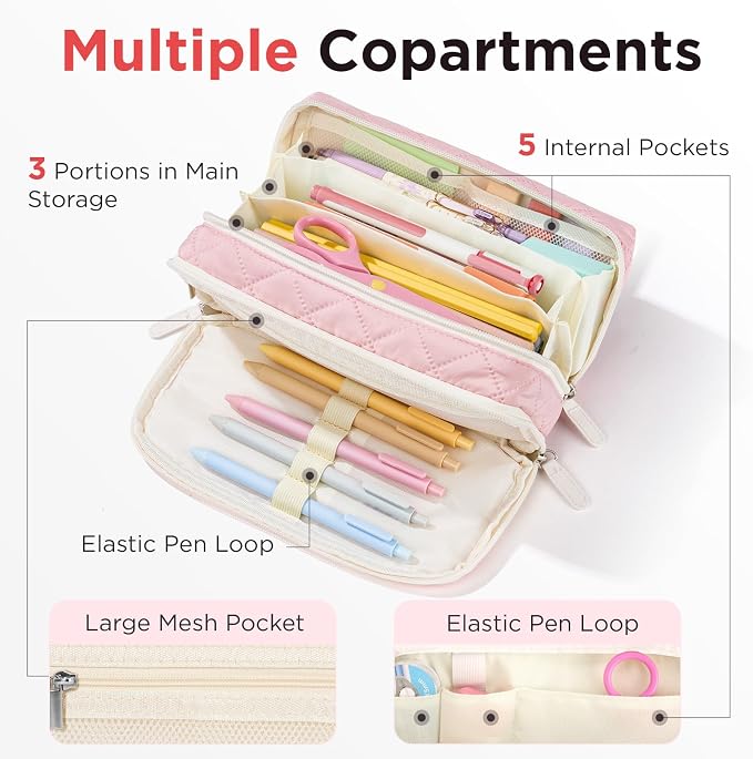 Sooez Large Pencil Case Pouch, Extra Big Pencil Bag - Image 4