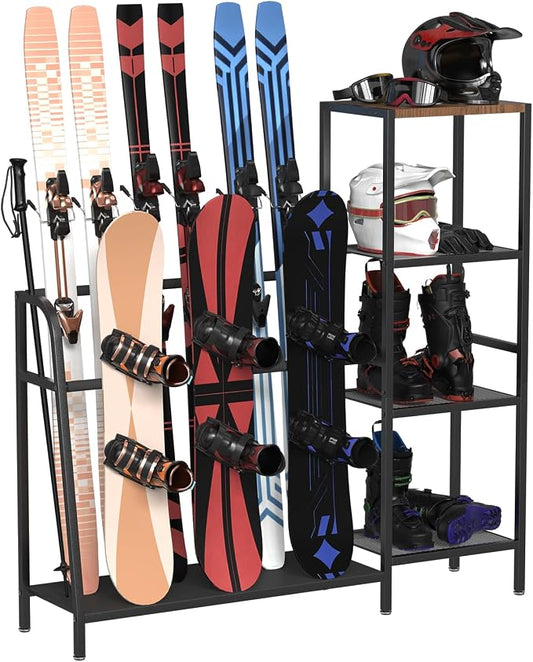 sogiv 4-Tier Freestanding Snowboard Rack, Ski Storage Rack, Ski Holders by sogiv
