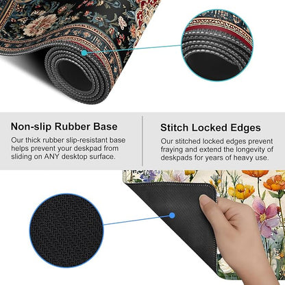 Vintage Persian Carpet Mouse Pad – Large Extended Desk Mat 35.43 x 15.75 in – - Image 7