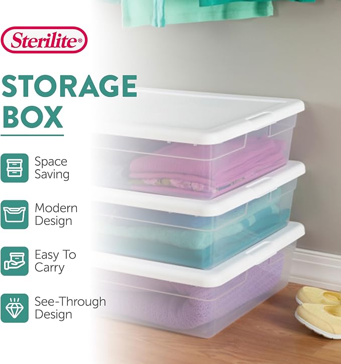 Sterilite 40 Pack Storage Box, 28 Quart Stackable Tote - Image 3