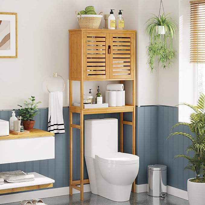 Over The Toilet Storage Cabinet, Tall Bathroom Cabinet Organizer - Image 5