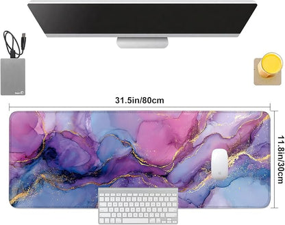 Purple Marble Ink Mouse Pad – Large Extended Desk Mat 31.5 x 11.8 in– Alcohol - Image 8