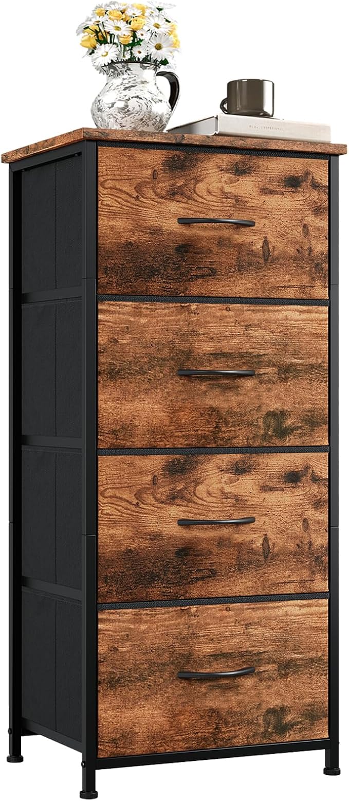 Somdot Dresser for Bedroom, 4 Drawer Storage Cabinet, Steel Frame and MDF Wood by Somdot