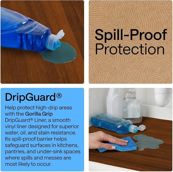 GORILLA GRIP DripGuard Shelf Liner, Non-Adhesive Drawer and Kitchen Cabinet - Image 3