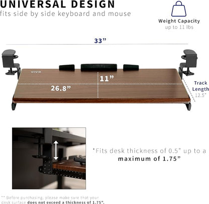 VIVO Large Height Adjustable Under Desk Keyboard Tray, C-clamp Mount System - Image 4