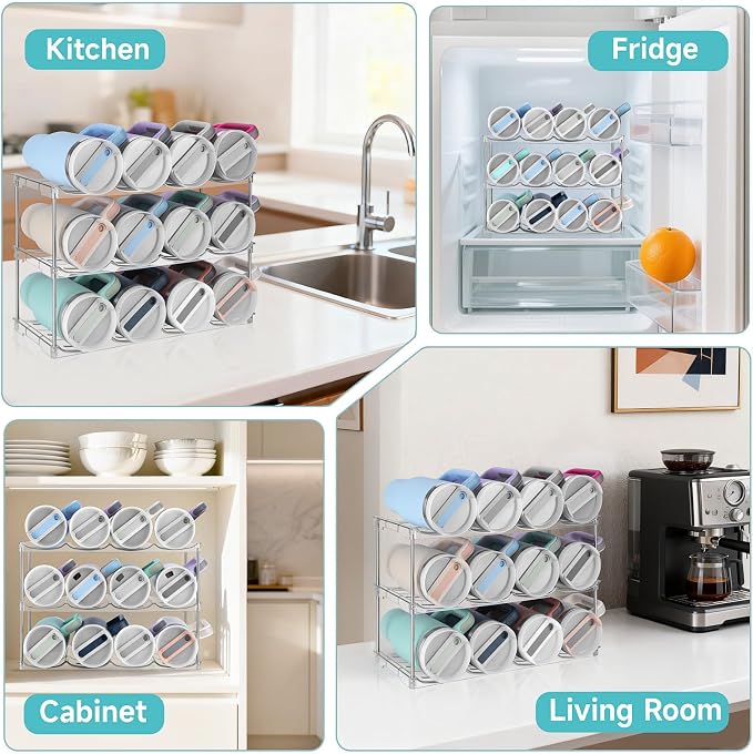 Stackable Water Bottle Organizer, Large Compartment Water Bottle Holder - Image 6