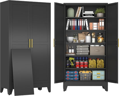 79" Black Metal Storage Cabinet by BAOLIWO