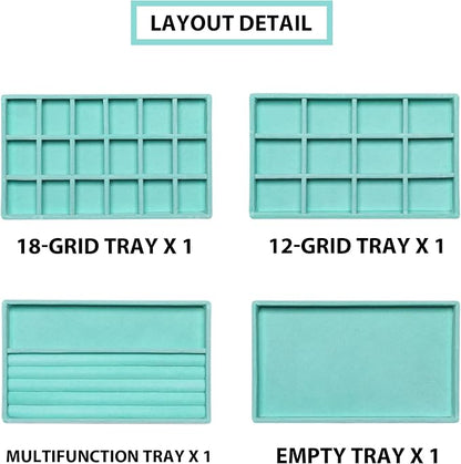 Frebeauty Jewelry Organizer Tray, Stackable Velvet Jewelry Trays, Drawer - Image 4