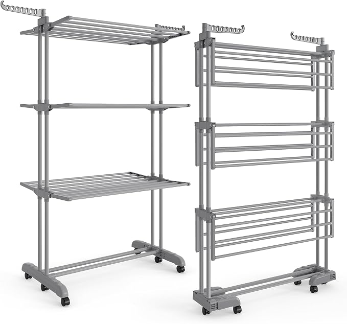 SONGMICS Clothes Drying Rack 4-Tier, Foldable Laundry Drying Rack 68.1-Inch Tall - Image 2