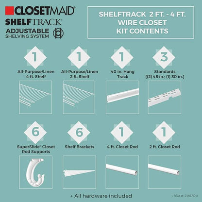 ClosetMaid ShelfTrack Wire Closet Organizer System, Adjustable from 2 to 4 Ft. - Image 3